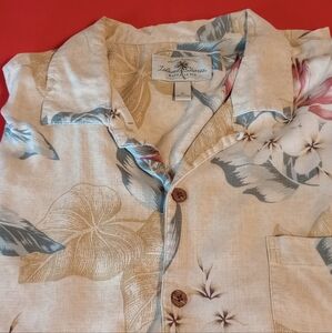 Men's Island Shores Washable Silk Shirt | Size XL | Pale Yellow Floral